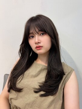 ノク 渋谷(nok) 韓国オリーブカラーオリーブベージュ顔まわりレイヤー前髪パーマ