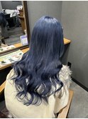#ブルーカラー#ネイビーカラー#ケアブリーチ#髪質改善