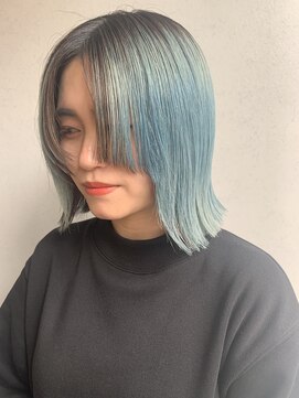 遊人セントラル(CENTRAL) [心斎橋/難波］ブリーチオンカラーペールブルー☆モードボブ