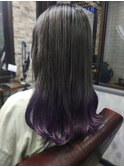 ニュアンスカラー/センターパート/ツヤ髪スタイル/ブルージュ