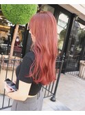 【ブリーチでサーモンピンク】赤みが可愛いヘアカラー