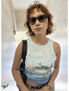 ソイ 下北沢(soi) 【bob perm】レイヤーボブ_くせ毛風パーマ_イエローカラー