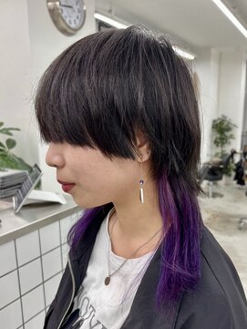 ジルスタジオ(JILL STUDIO) ウルフカット/インナーカラー/ライトブラック/パープル