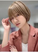 【長谷川】ブロンドショートボブ/メルティーカラー