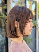 ミディアムボブ/丸みボブ/前髪あり