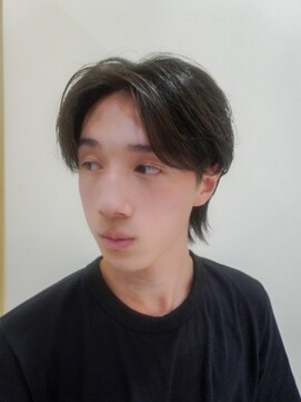 ティーワン 神埼店(T-one) ▼黒髪メンズカットツーブロックフェザーパーマセンターパート