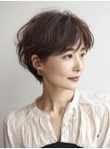 大人可愛い40代50代くびれショートボブ丸みショート