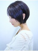 【morio池袋】大人かわいい可愛い前下がり透け感黒髪ショート♪