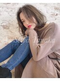 大人可愛い20代30代40代小顔ロングボブ丸み前下がり☆錦糸町