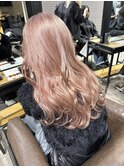 切りっぱなしボブ エアリーロング 美髪 ピンクブラウン