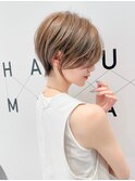 大人ショート/キッズカット/縮毛矯正/くすみベージュ