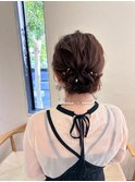 ルーズシニヨン こなれドレスヘア 結婚式 お呼ばれ 二次会 着物