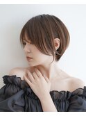 大人可愛い20代30代40代黒髪前下がりショートボブ丸みショート◎