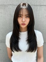エイチ ウルフカット 大阪梅田(811)&nbsp;レイヤーボブヘアカラーバレイヤージュ50代くるみちゃんヘア
