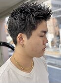 刈り上げアップバングスパイキーショートパーマスパイラルパーマ