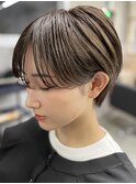大人可愛い20代30代小顔前下がりショートボブ丸みショート耳かけ