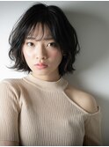シースルーバングアッシュブラックボブウルフw川口20代30代40代