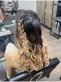 ヘアアレンジヘアセットお呼ばれヘアポニーテールハーフアップ