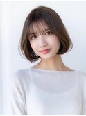 大人かわいい前髪セシルカットココアブラウンフリンジウェーブ
