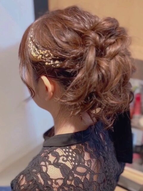 ふわふわのアップスタイル☆結婚式お呼ばれヘアセット