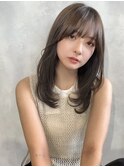 髪質改善顔まわりレイヤーカット酸熱ストレートオリーブベージュ