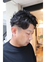 カズ 中津店(KAZU) メンズヘア 大人のアップバングニュアンスパーマ 茨木市