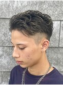 ニュアンスパーマオールバックメンズ毛流れパーマ