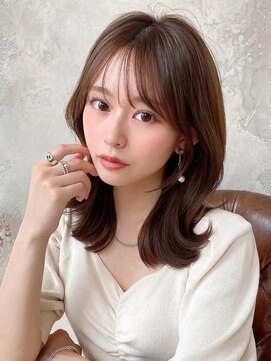 アフロート 大阪(AFLOAT) 40代大人かわいい外ハネセミロング × ココアブラウン