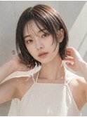 ミニボブブリーチなし前髪ありアッシュグレーシースルーバング☆