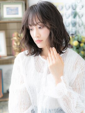 カバーヘアアンドスパ ブリス 浦和(COVER HAIR&SPA bliss) バレイヤージュ小顔シースルーバングロブヘアb浦和20代30代40代