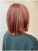 ピンクベージュボブペールピンクピンク系カラーケアブリーチ赤髪