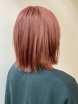 ソーコ 渋谷(SOCO) ピンクベージュボブペールピンクピンク系カラーケアブリーチ赤髪