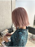 【Le'a 】ホワイトピンクベージュ×切りっぱなしボブ