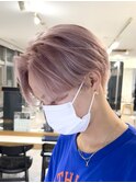 韓国メンズハイトーンカラーミルクティーベージュツーブロック
