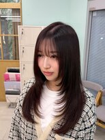 アース 上本町店(HAIR&MAKE EARTH)&nbsp;くびレイヤー前髪ピンクベージュエモージュインナーグレージュ