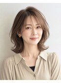 大人ミディアム 白髪ぼかし 脱白髪染めハイライト40代50代60代