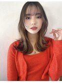韓国風ヘア/シースルー前髪/イヤリングカラー/くびれヘア