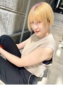心斎橋/デザインカラー（パープル×イエロー）ハイトーンボブ