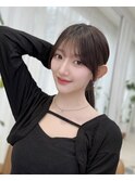 大人可愛い韓国風ポニーテール/小顔似合わせ顔周り10代20代