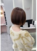 オリーブグレー/前髪/ボブ/マロンベージュ/レイヤーカット/小顔