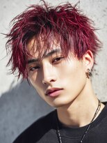 カットもパーマもイケメンパラダイス Men's天王寺 Men’s・ルーズ束感レッドショート