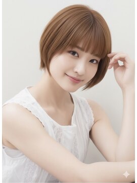 アース 大曽根店(HAIR&MAKE EARTH) earthショートレイヤーボブミルクティー丸みショートボブ