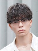 天神大名メンズパーマシャドウパーマシースルーマッシュウルフ
