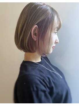 エル セルカ 高田馬場(el CERCA) ミルクティーベージュ×インナーカラー春色ピンクラベンダー