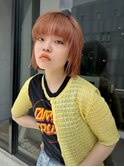 オレンジカラー×レイヤーボブ