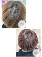 カラー 【暗く染めて白髪を塗りつぶすのではなく、明るく染めて白髪をぼかす選択】