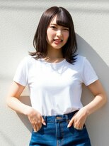 ファクトリーファイブ(Factory5)&nbsp;小顔外ハネミディアムアッシュ20代30代40代くびれミディ韓国ヘア