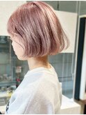 シアーピンクのやわらかボブ（アディクシーカラー）