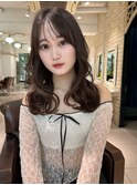 チョコブラウン/レイヤーカット/くびれ巻き/韓国ヘア/表参道