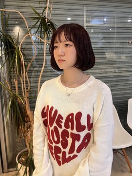 20代30代ミニボブレイヤー丸みボブ前髪ありボブ顔周りレイヤー